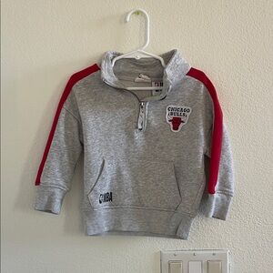 Cotton On Kids Gray and Red Chicago Bulls Hoodie